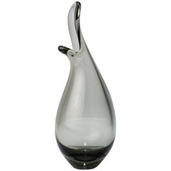 Danish Modern Beak Vase in Grey Glass by Per Lutken for Holmegaard, 1960s