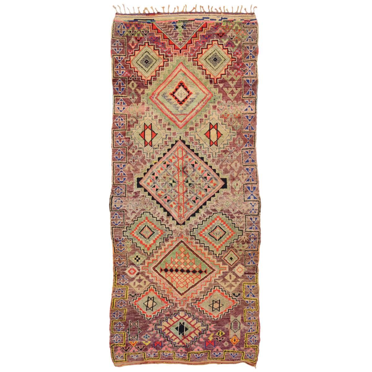 Vintage Berber Moroccan Rug with Modern Tribal Style and Judaic Influence