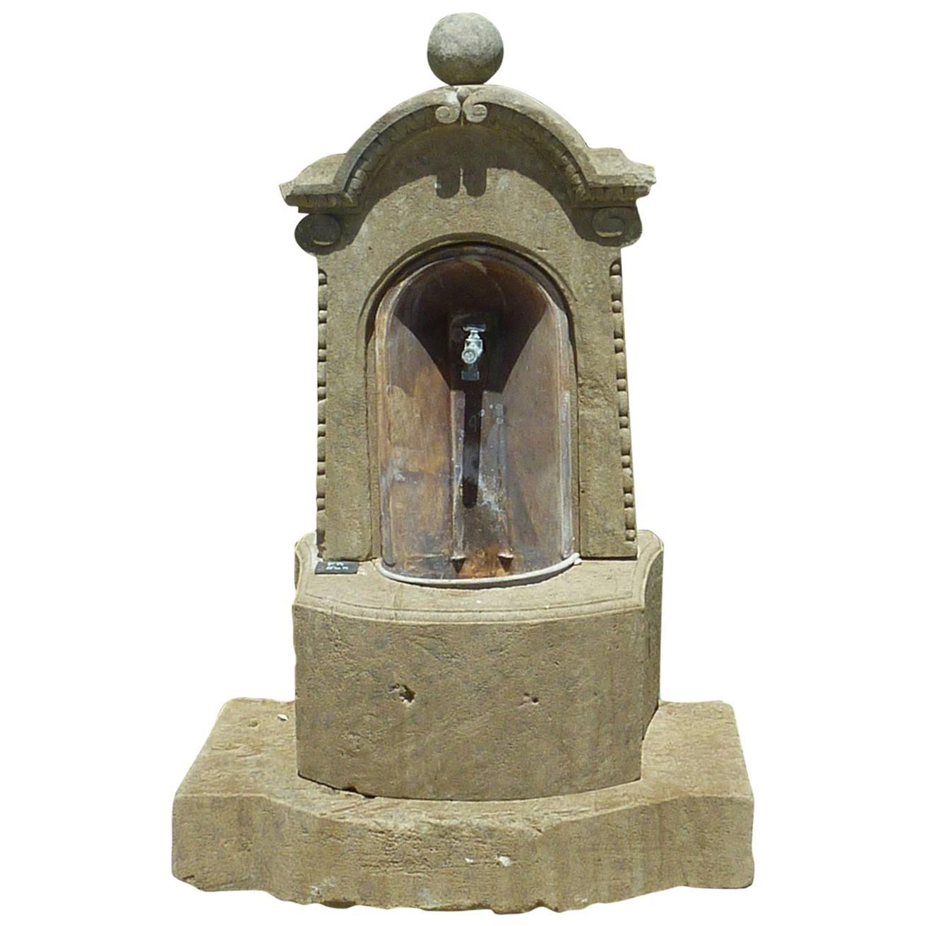 Antique Small Limestone Wall Fountain from Provence, France For Sale