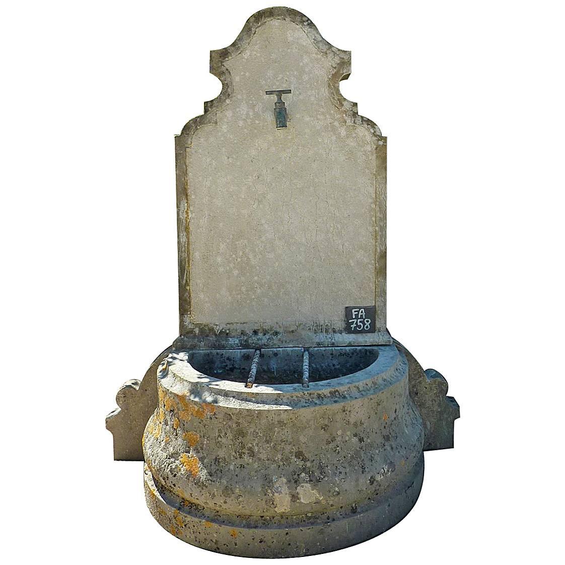 Wonderful Antique Small Garden Stone Fountain with Ancient Faucet and Metal Bars