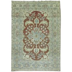 Burgundy Persian Tabriz Rug 5