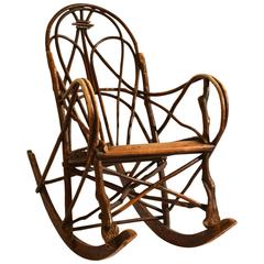 Early 20th Century Scandinavian Rocking Chair Bent Wood Willow 4