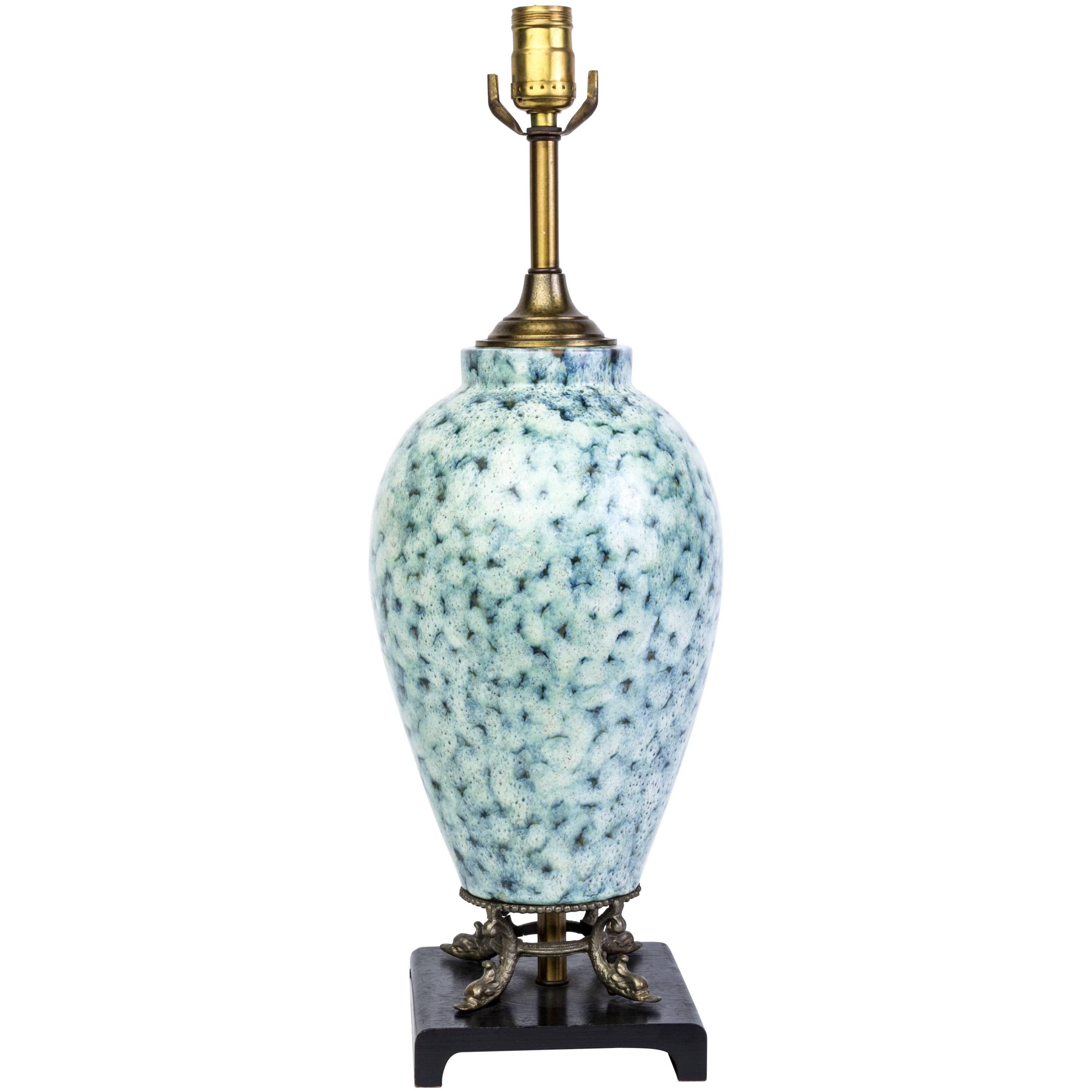 Mid-Century Modern Mosaic Porcelain Table Lamp For Sale