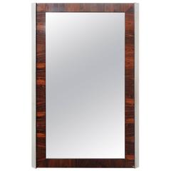 Rosewood & Chrome Wall Mirror Mid-Century Modern, Milo Baughman Attributed 10