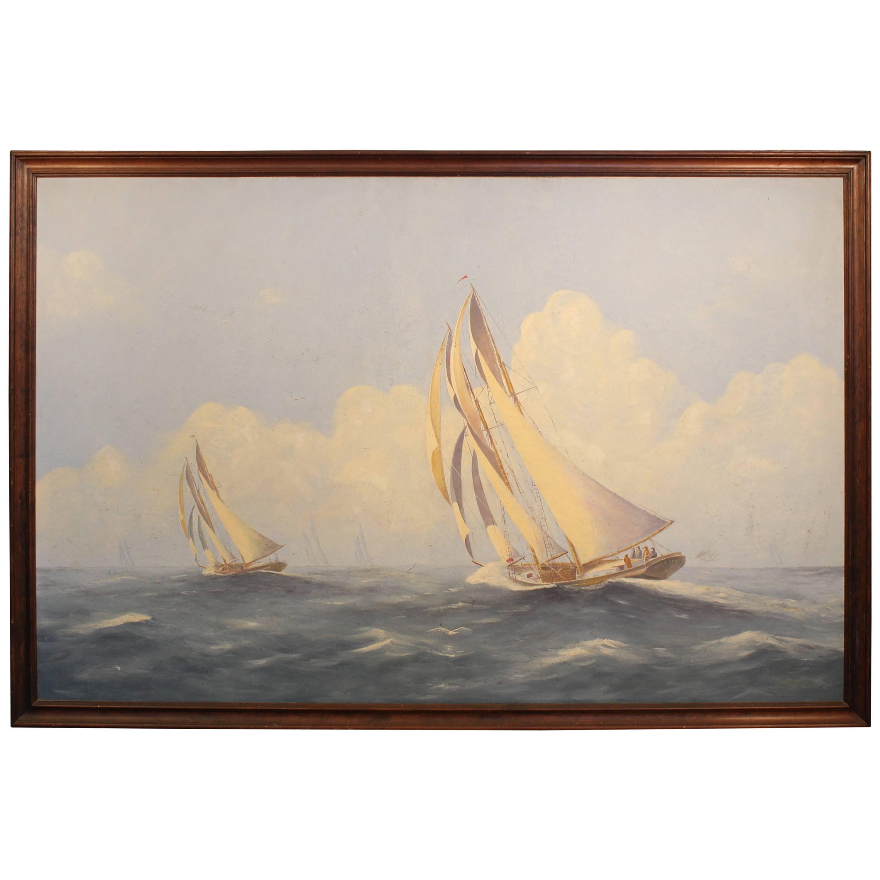 Schooner Oil on Canvas by Chase