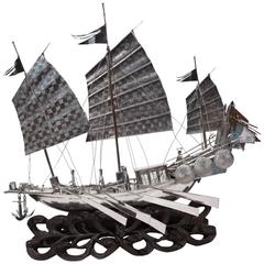 19th Century Silver Chinese Junk