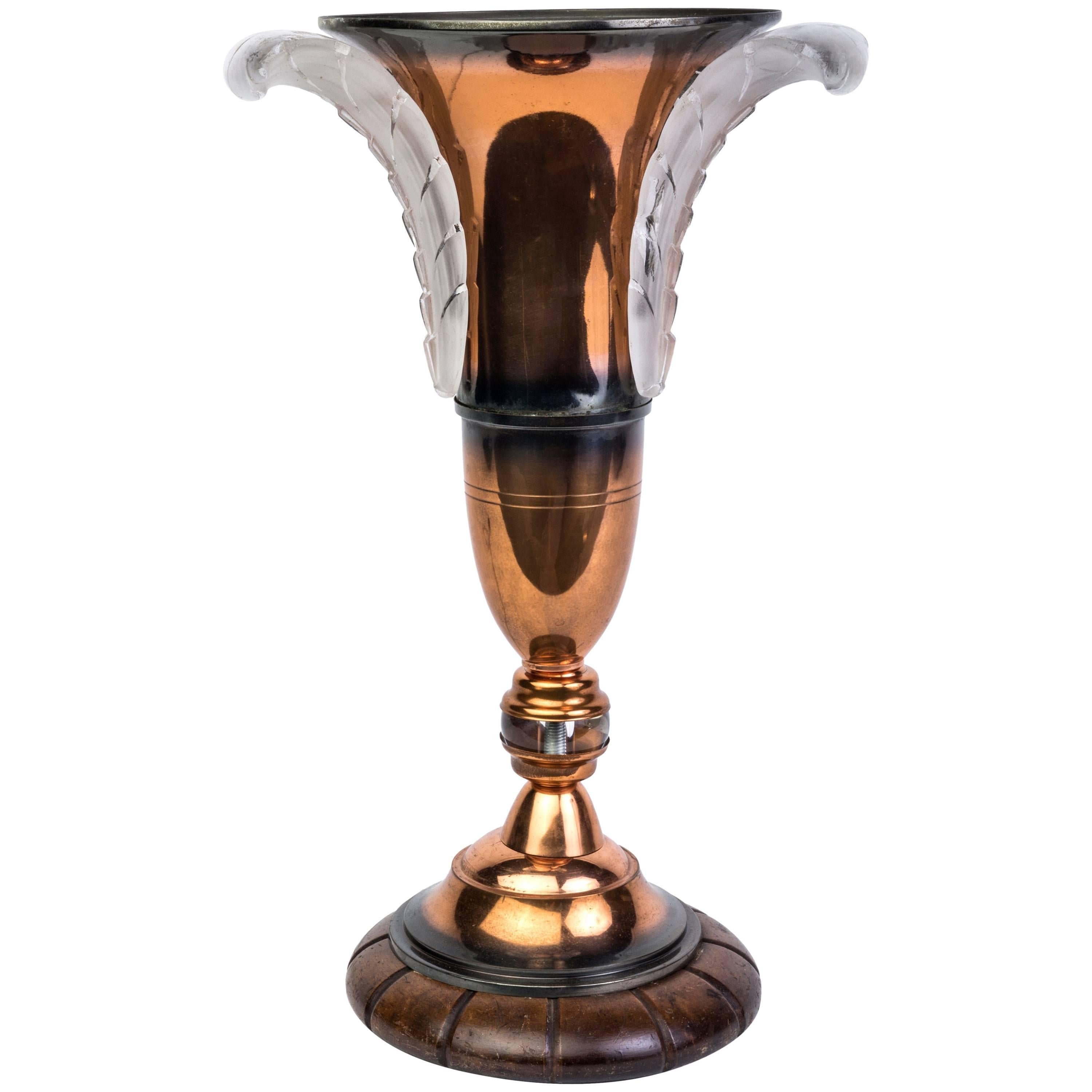 Chic Copper and Glass Art Deco Urn Lamp