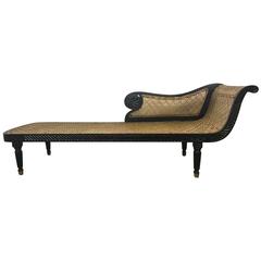 Vintage Wicker and Oiled Teak Fainting Lounge