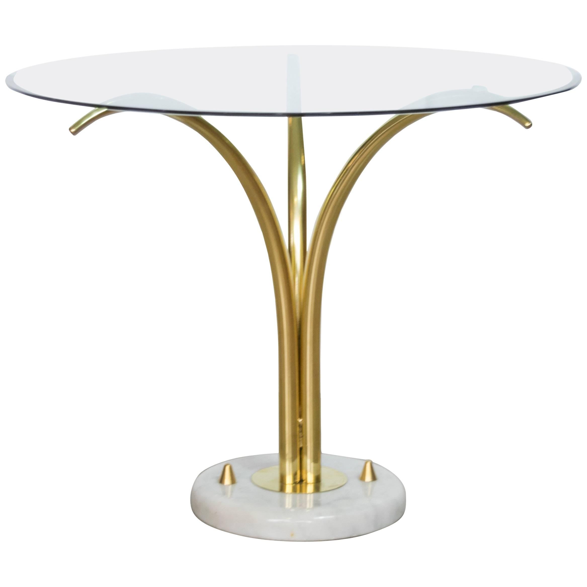 Mid-Century French Brass and Marble Palm Table by Maison Jansen For Sale