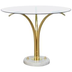 Mid-Century French Brass and Marble Palm Table by Maison Jansen