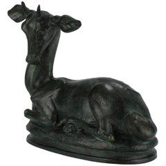 Vintage American Modernist Roman Bronze Works Sculpture of a Gazelle by Walter Rotan