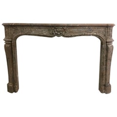 Antique Louis XV Style Mantel in St. Anne Des Pyrenees Marble