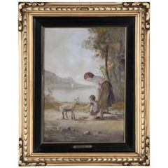 19th Century Framed Tuscan Oil Painting on Canvas by F. Mancini