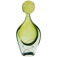 Tall Massive Italian Murano Glass Decanter with Stopper Seguso