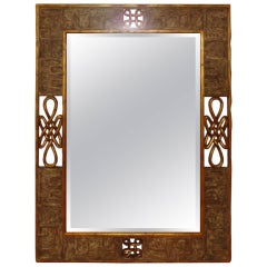 Hand-Carved Giltwood Scrolled Mirror by Harrison and Gil
