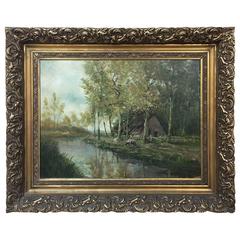 Antique Framed Oil Painting by Landtsheer, circa 1922
