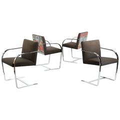 Set of Four Mies Van Der Rohe Chromed Brno Armchairs, 20th Century 11