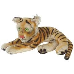 Vintage Mid-Century Steiff Tiger in Mohair and Straw
