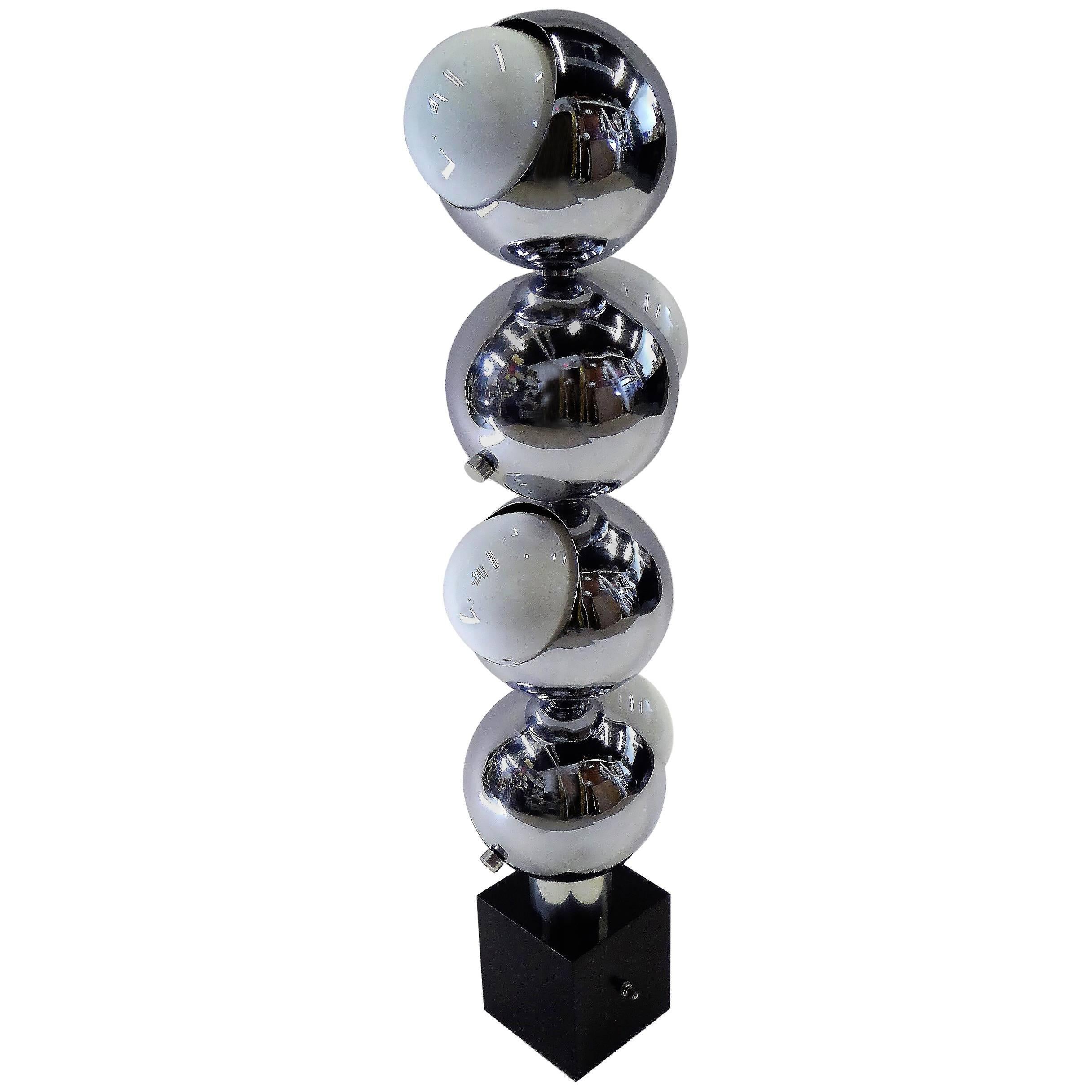 1970s Robert Sonneman Space Age Chrome Ball Molecule Table Floor Lamp