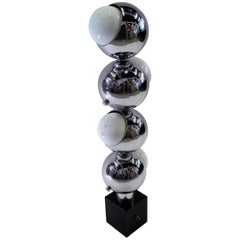 Vintage 1970s Robert Sonneman Space Age Chrome Ball Molecule Table Floor Lamp