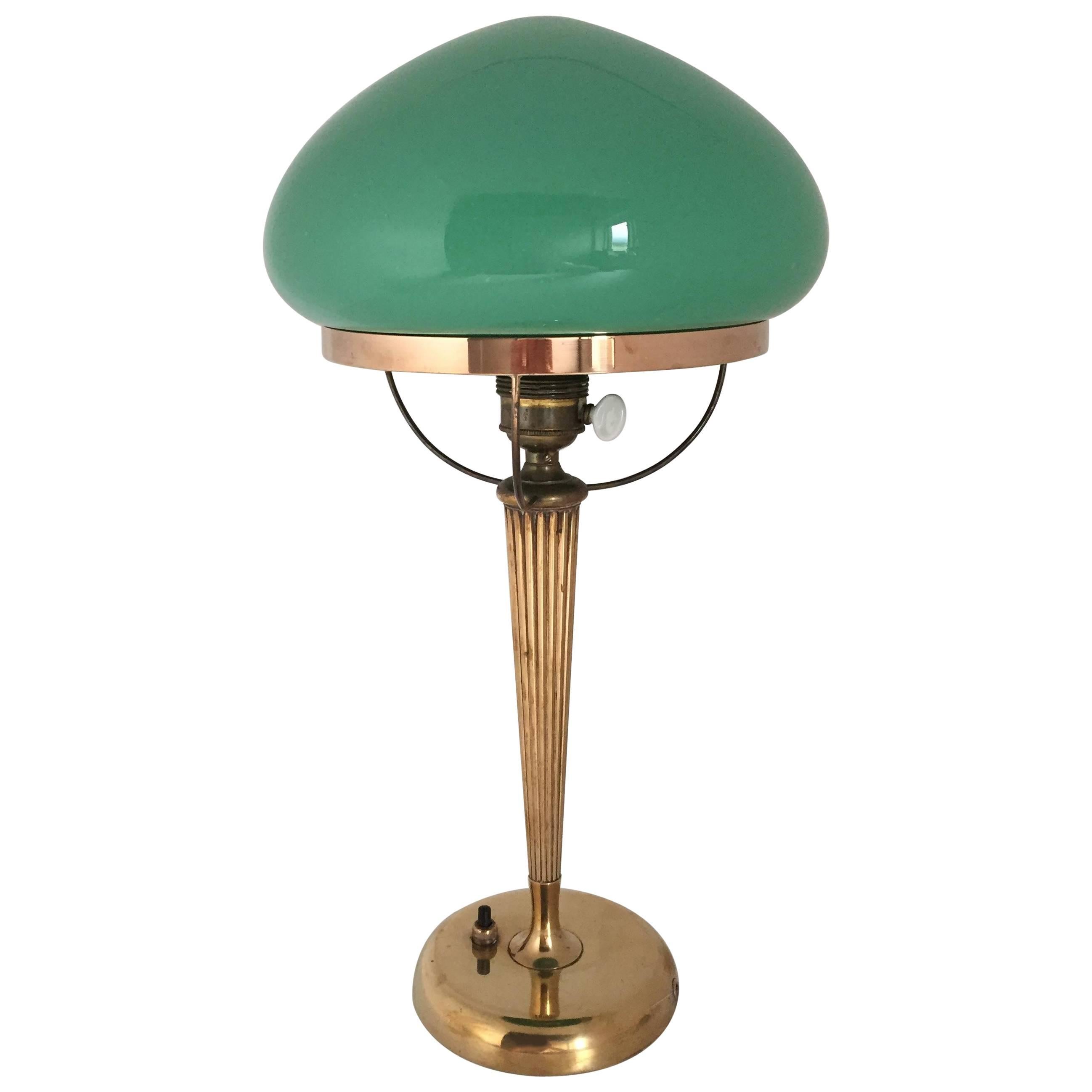 1925-1930 Swedish Grace Art Deco Brass and Glass Table Lamp For Sale