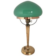 1925-1930 Swedish Grace Art Deco Brass and Glass Table Lamp