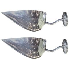 Pair Monumental Carl-Axel Acking Polished Aluminum Sconces Sweden 7