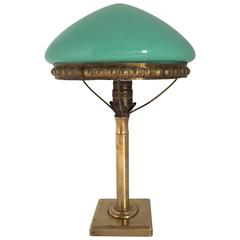 1925 Swedish Grace Art Nouveau Brass and Glass Table Lamp