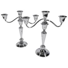 Pair of Gorham Sterling Silver Three-Light Candelabra