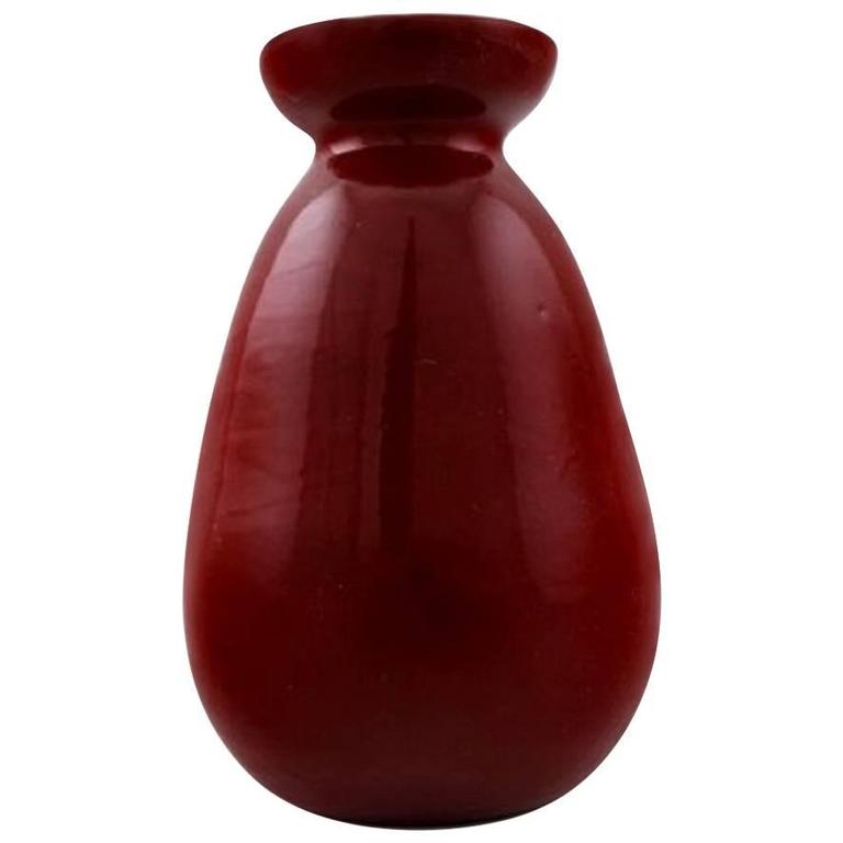 Kähler, Denmark, Glazed Stoneware Vase Red or Burgundy Glaze at 1stDibs