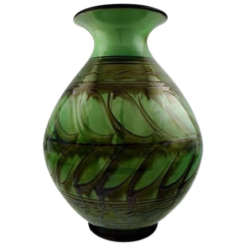 Kähler, Denmark, Large Glazed Stoneware Vase in Modern Design, 1930s-1940s