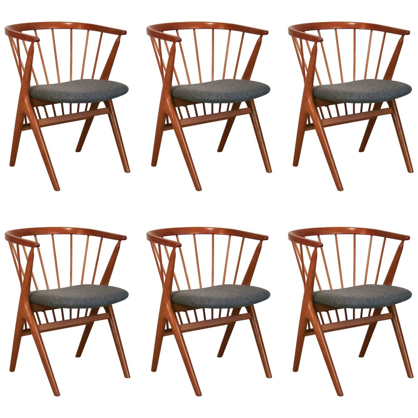 Vintage Danish Model No.8 Teak Dining Chair Set of Six For Sale