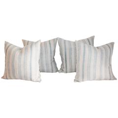 Two Pairs of Striped 19th Century Linen Ticking Pillows 3