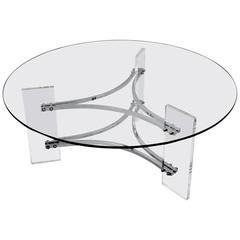 Lucite Chrome and Glass Coffee Table after Charles Hollis Jones