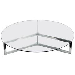 Raj One Coffee Table in Glass and Chrome Stainless Steel or Burnished Metal
