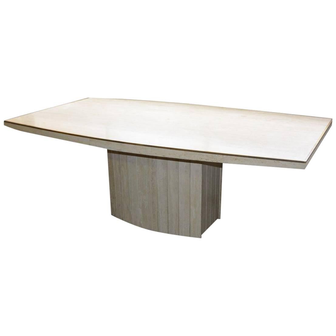 Jean Charles, grande table en travertin, circa 1980, signée