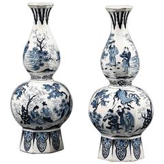 Pair of Early 19th Century Delft Vases