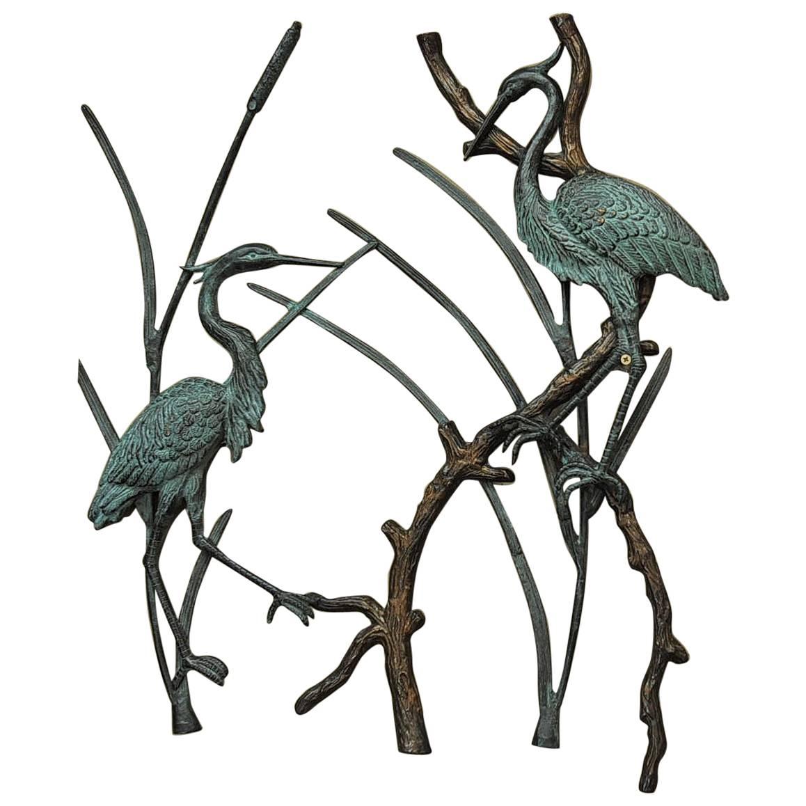 Heron Bronze Wall Sculpture, circa 1960