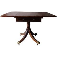 Antique Good Regency Period Inlaid Mahogany Pedestal Pembroke Table, circa 1825