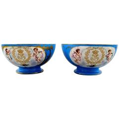 Sevres, Chateau Des Tuileries, France, a Pair of Bowls in Sevres Blue