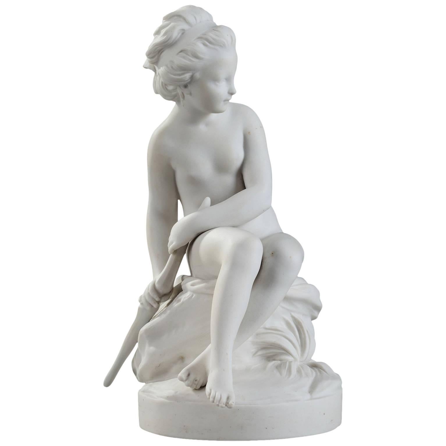 Biscuit Sculpture After Falconet "Little Girl Hiding Cupid's Bow"