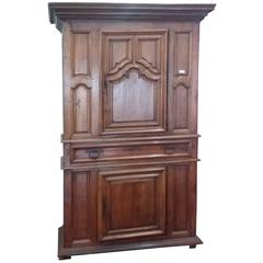 19th Century Baroque Carved Cherry Italian Cabinet with Wrought Iron Handles