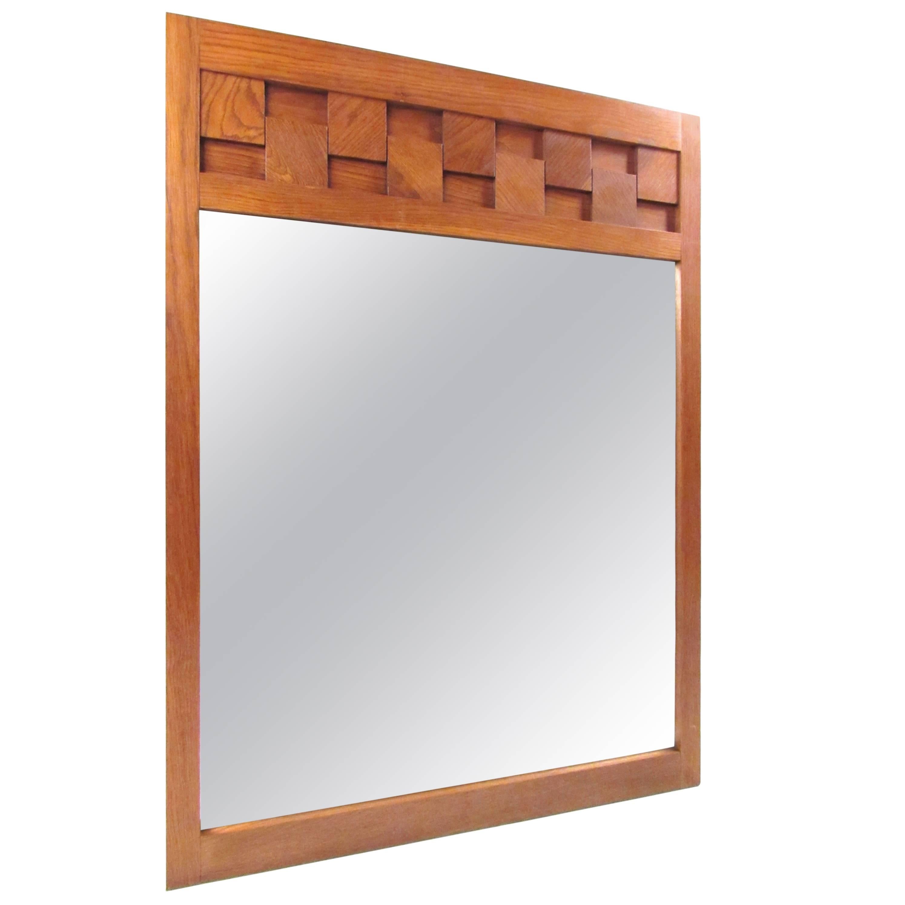 Lane Brutalist Style Oak Frame Mirror