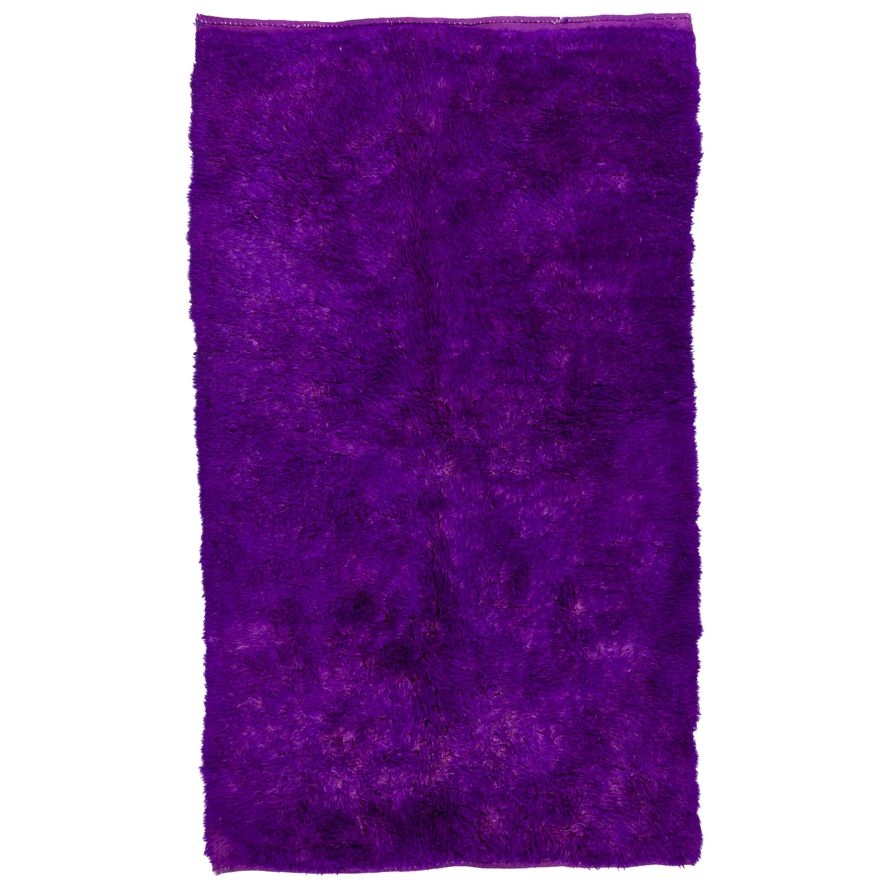 Solid Purple Color Vintage Tulu Rug