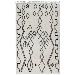 Tapis marocain moderne Tulu de 5 x 8 pieds, 100 % laine, tapis Beni Mrirt. Options sur mesure Av