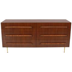 Elegant Modern Chest with Reed Wrapped Handles by T.H. Robsjohn Gibbings