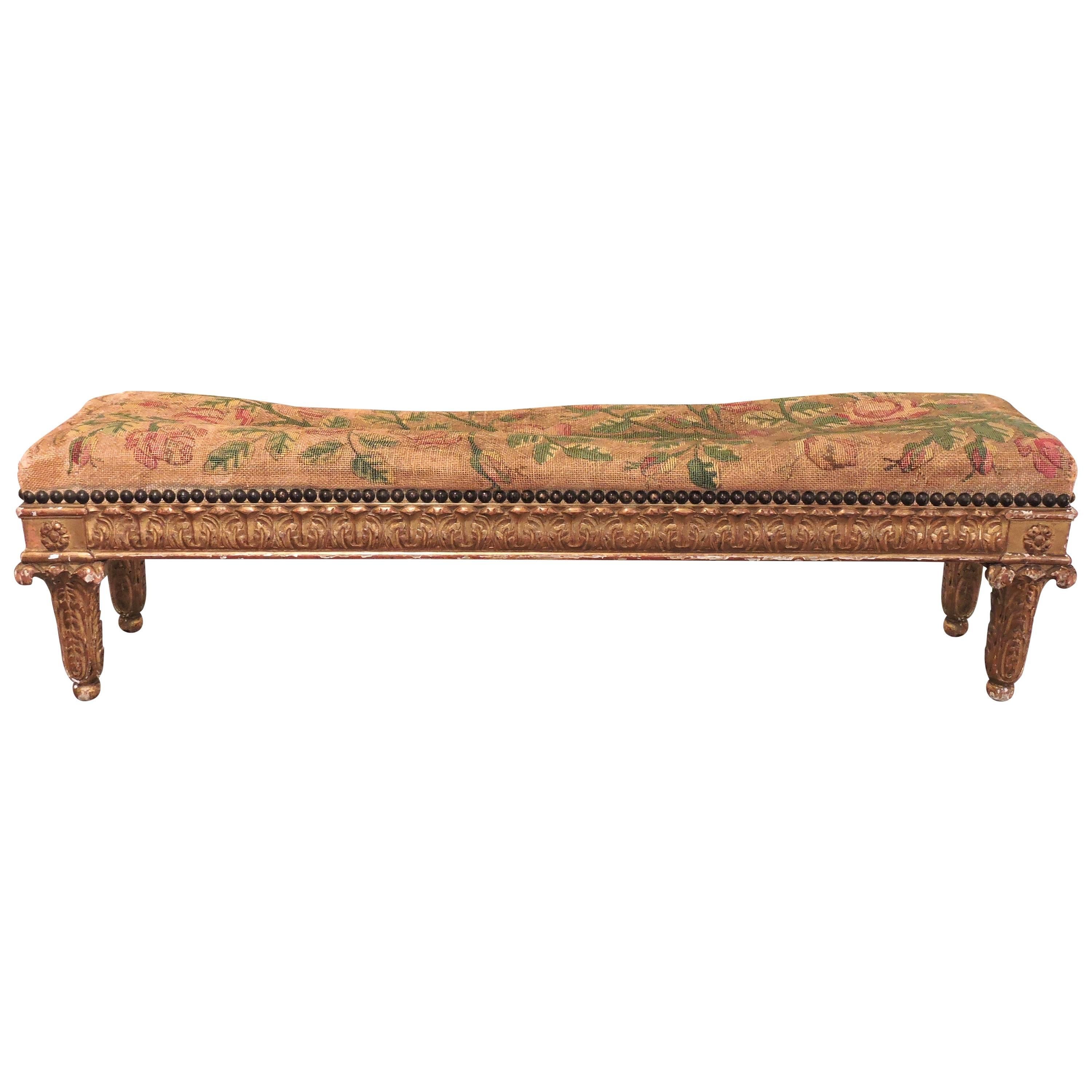 Louis XVI Style Giltwood and Petit Point Tapestry Footstool, circa 1880