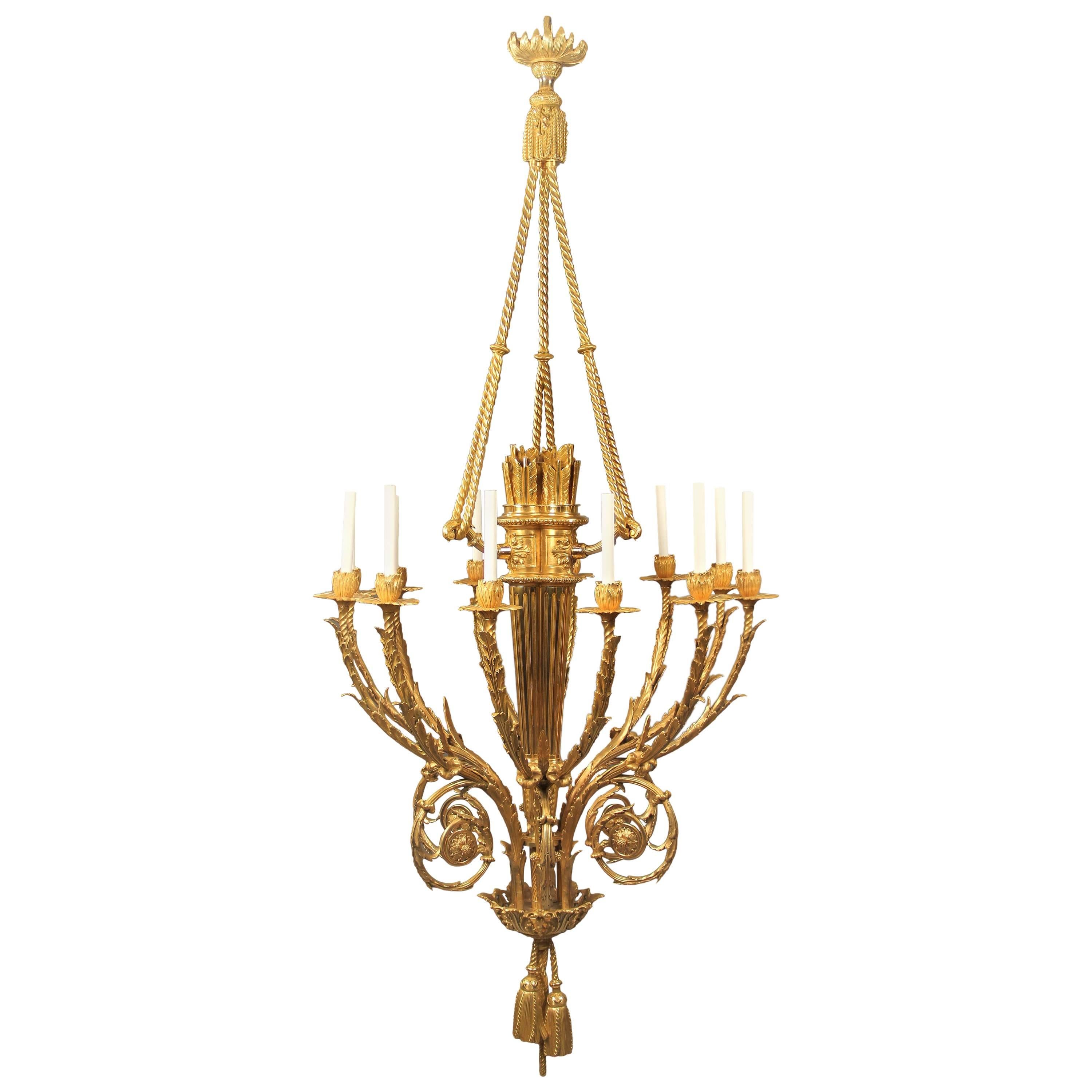 Exceptional Late 19th Century Gilt Bronze Chandelier