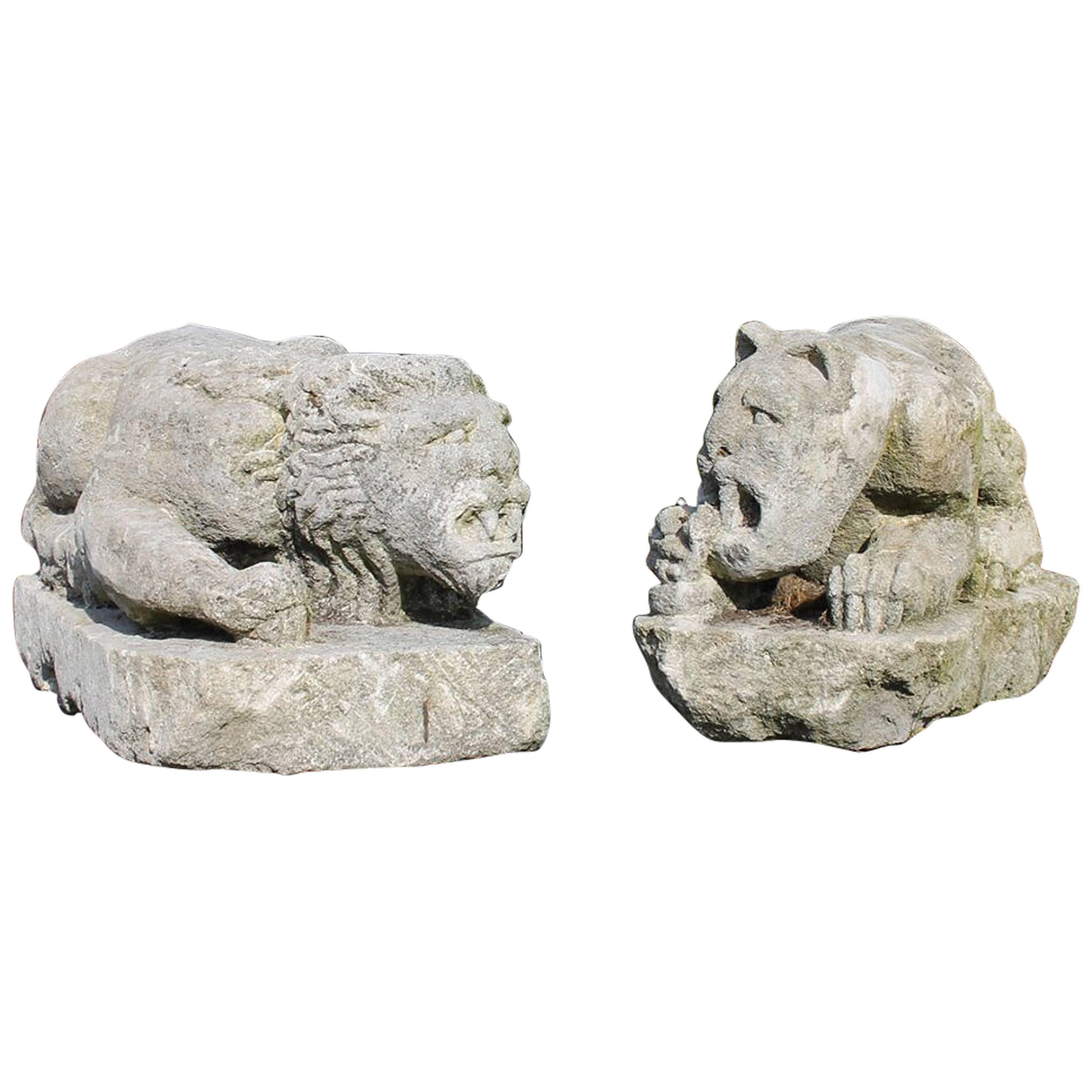 Couple Antique Lions