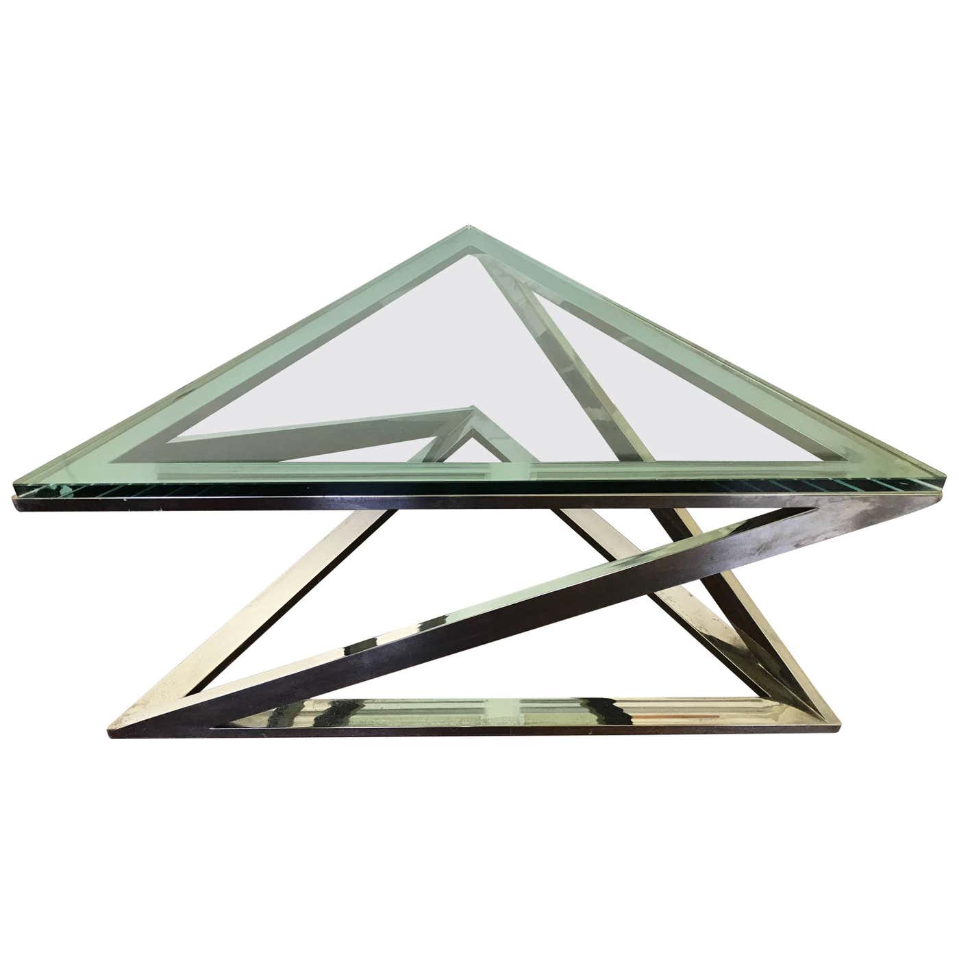 Triangular Chrome Cocktail Table For Sale at 1stDibs
